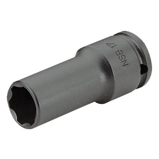 Facom 15 mm 1/2 in Drive Long-Reach Metric Thin-Wall 6-Point Impact Socket Chrome Molybdenum Steel Manganese NSB.15