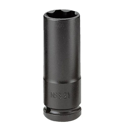 Facom 24 mm 1/2 in Drive Long-Reach Metric Thin-Wall 6-Point Impact Socket, 85mm Length NSB.24