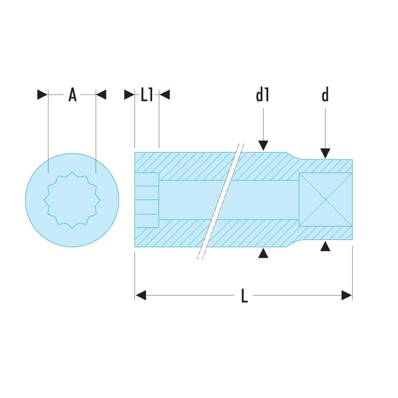 Facom 1/4 in Drive 11 mm Standard Square Socket 22mm Overall Length R.11E
