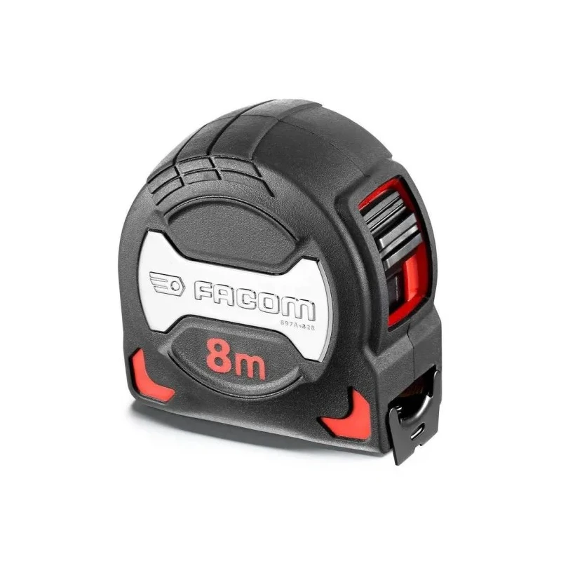 Facom 8 m Premium Metric Tape Measure 28 mm Mylar Blade, ABS Soft-Coated Case 897A.828PB