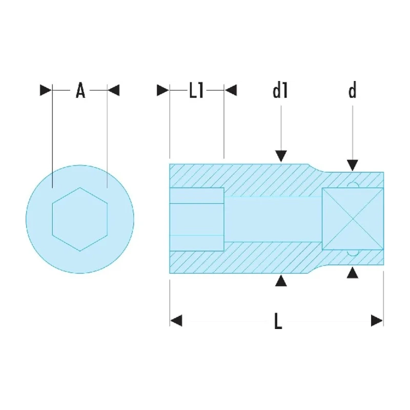 Facom 1/2 in Drive 20 mm 6 Point Square Socket Bright Chrome Finish 36mm Overall Length S.20H