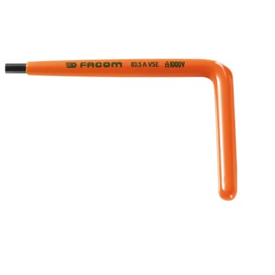 Facom L Metric Hex Key Steel Insulated 3 mm Hex Size Long Arm 125 mm Overall Length 83.3AVSE