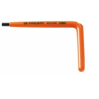 Facom L Metric Hex Key, Hex Size 5 mm, Long Arm, Insulated Steel, Overall Length 125 mm 83.5AVSE