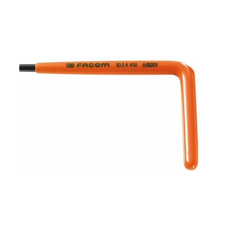 Facom L Metric Hex Key, Hex Size 5 mm, Long Arm, Insulated Steel, Overall Length 125 mm 83.5AVSE