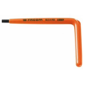 Facom L Metric Hex Key, Hex Size 4 mm, Long Arm, Insulated Steel, Overall Length 125mm 83.4AVSE