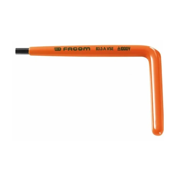 Facom L Metric Hex Key, Hex Size 4 mm, Long Arm, Insulated Steel, Overall Length 125mm 83.4AVSE