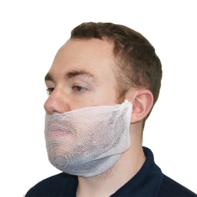 Hairtite Disposable Polypropylene White Beard Mask XL for Food and Industrial Applications H1549
