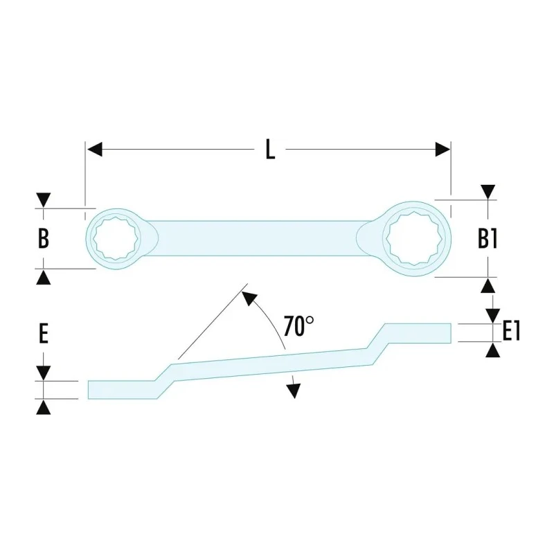 Facom Metric Offset Ring Spanner 13 x 17 mm, Chrome Finish, 12-Point Profile, 245mm Overall Length 55A.13X17