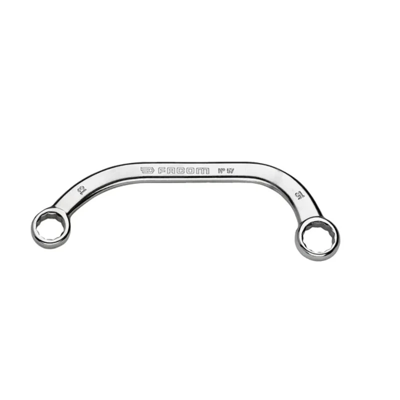 Facom Chrome Finish Half Moon Offset Ring Spanner 13 x 15 mm, 166 mm Length 57.13X15
