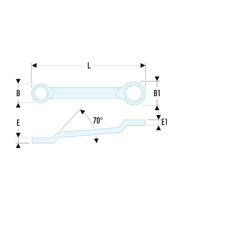 Facom Metric Offset Ring Spanner 19 x 22 mm, 296 mm Overall Chrome Finish 12-Point Profile 55A.19X22