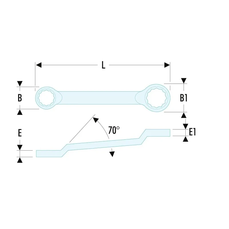 Facom Metric Offset Ring Spanner 27 x 29 mm, 353 mm Overall Length 12-Point Chrome Finish 55A.27X29