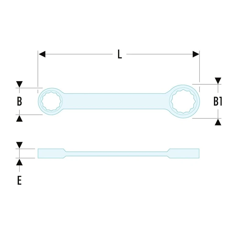 Facom Metric Straight Offset Ring Spanner 12 x 13 mm, 165 mm Overall Chrome Finish 59.12X13