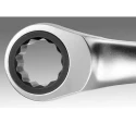 Facom Ratchet Ring Spanner 22 x 24 mm, Offset Head, Chrome Finish, 260mm Overall Length 65.22X24