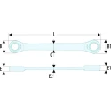 Facom Ratchet Ring Spanner 22 x 24 mm, Offset Head, Chrome Finish, 260mm Overall Length 65.22X24