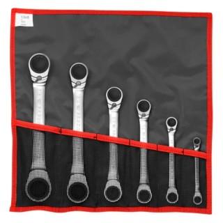 Facom 6-Piece Ratchet Ring Spanner Set, Sizes 1/4 x 5/16 to 7/8 x 15/16 in, Model 65.JU6T