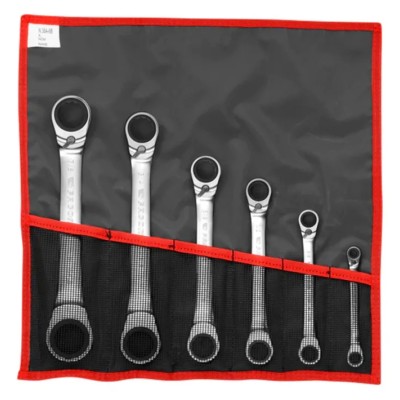 Facom 6-Piece Ratchet Ring Spanner Set, Sizes 1/4 x 5/16 to 7/8 x 15/16 in, Model 65.JU6T