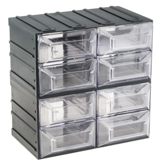 RS PRO Drawer Storage Unit 8 Plastic Transparent 208 mm x 208 mm x 132 mm 236-3599
