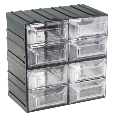RS PRO Drawer Storage Unit 8 Plastic Transparent 208 mm x 208 mm x 132 mm 236-3599