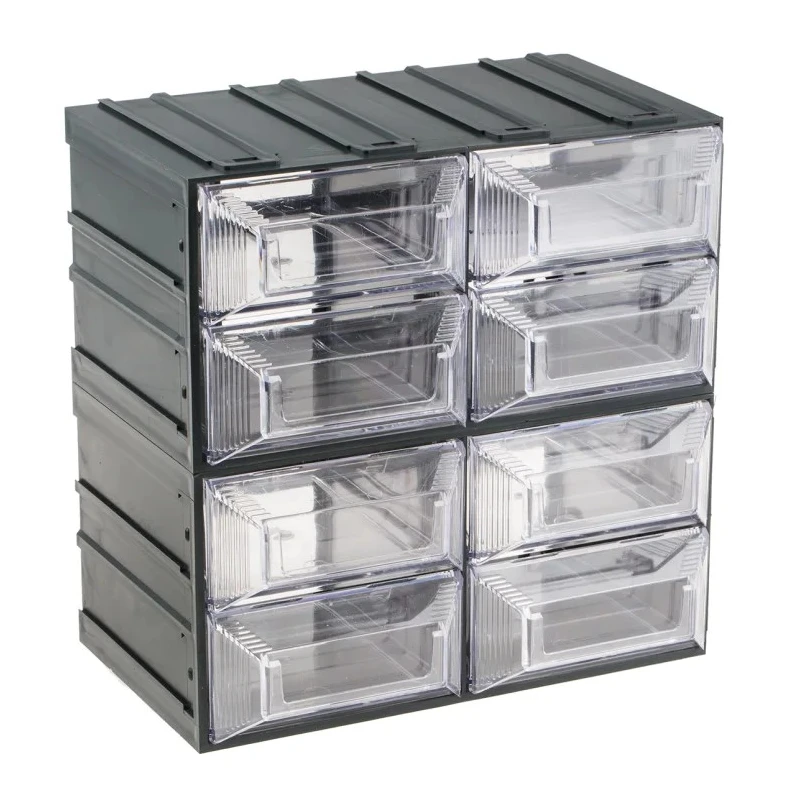 RS PRO Drawer Storage Unit 8 Plastic Transparent 208 mm x 208 mm x 132 mm 236-3599