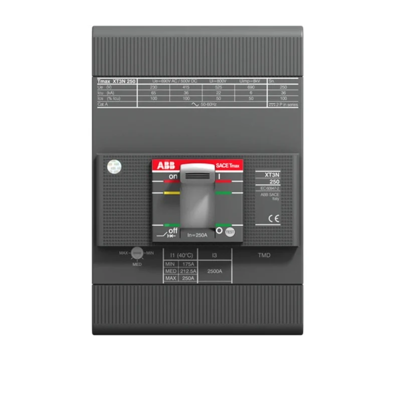 ABB Tmax XT Molded Case Circuit Breaker 3-Pole 125A 50kA Breaking Capacity Fixed Mount 1SDA068056R1 XT3N 250 TMD 125A FF
