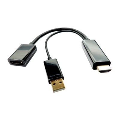 RS PRO Male HDMI to Female DisplayPort Polyvinyl Chloride DisplayPort Cable 150 mm 236-9124