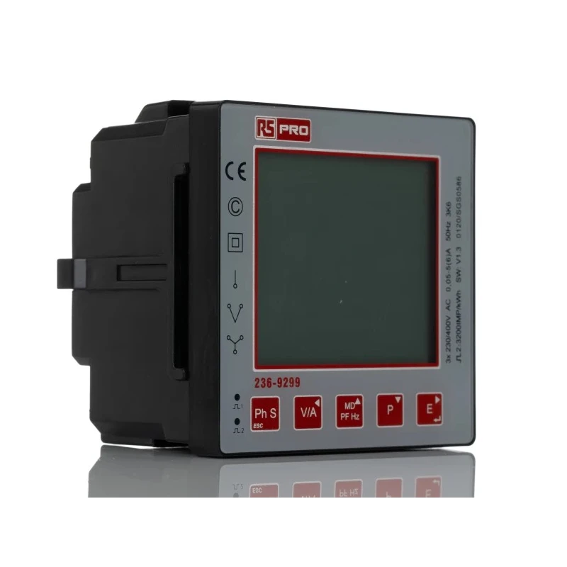 RS PRO 3 Phase LCD Backlight Energy Meter 96x96mm Panel Mount MID Certified 236-9299
