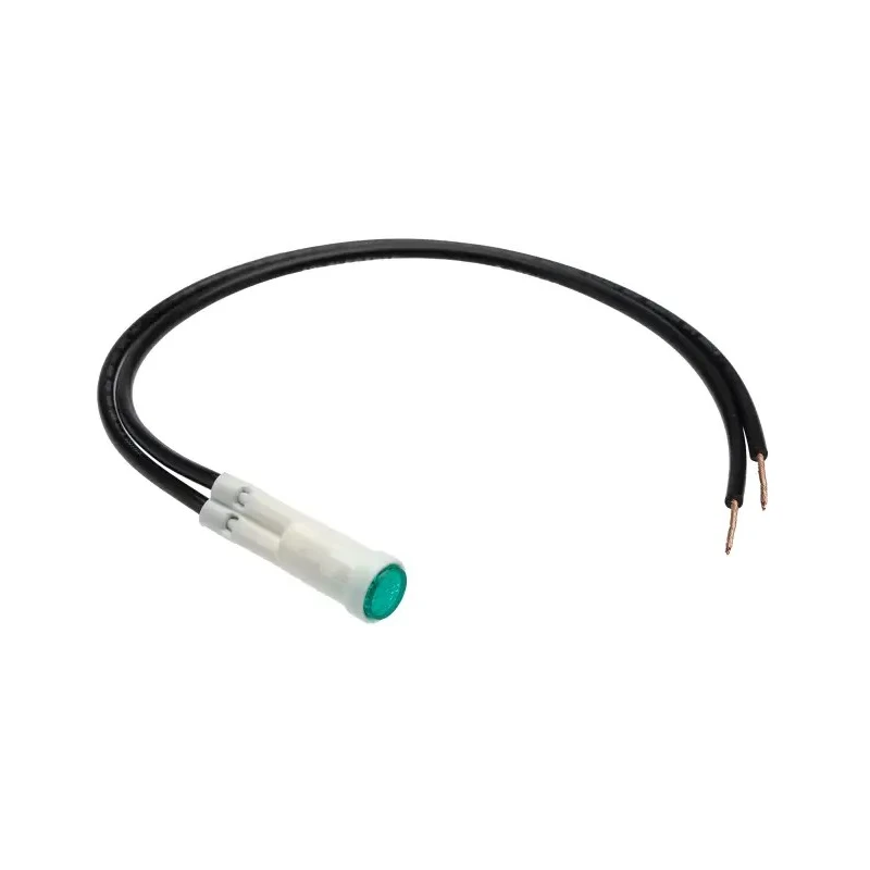 Arcolectric (Bulgin) Ltd 2950 Series Green Panel Mount Indicator 230V AC Lead Wire Termination Prominent Bezel L295000NAE