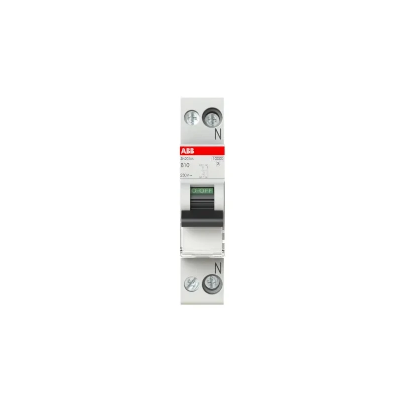 ABB Miniature Circuit Breaker 1-Pole 10A Type B 400V AC 10 kA Breaking Capacity SN201