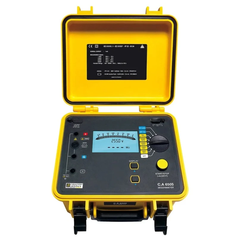 Chauvin Arnoux Insulation Tester CA 6505 40 V Min, 5100 V Max, 10 TΩ Resistance, CAT III Safety Level P01139714