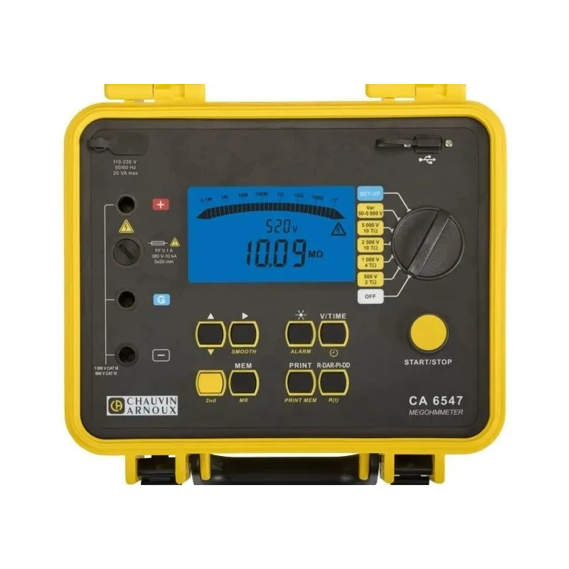 Chauvin Arnoux Insulation Tester with 40 V Min, 5100 V Max, 10 TΩ Resistance, Aurix 64 MHz ARM Cortex-M4F 2.42 P01139712