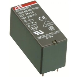 ABB CR Series Electromechanical Interface Relay, DIN Rail Mount, 24V AC Coil, SPDT Contact 1SVR405600R0000 CR-P024AC1