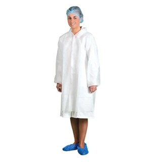 Portwest White Unisex Disposable Visitor Coat XL Polypropylene Snap Closure D118WHRXL