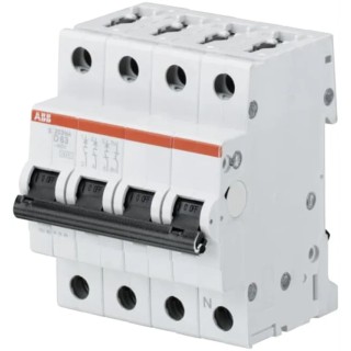 ABB System Pro M Compact S200 Miniature Circuit Breaker 3+N-Pole 8A Type D 400V AC 440V DC 6 kA Breaking 2CDS253103R0081