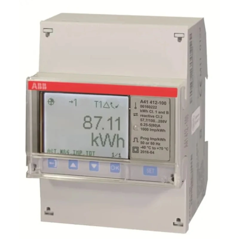 ABB 1 Phase Direct Connected LCD Energy Meter 80A Current Rating A41 Series 2CMA170505R1000 A41 MON MOD 80A GOLD MID