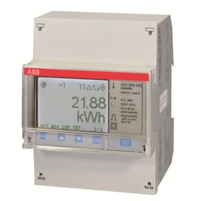 ABB 1 Phase Transformer Connected LCD Energy Meter 4-Digit Display 80A ±0.5% 2CMA170525R1000 A43 TRI MOD 80A SILVER M