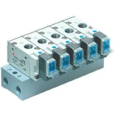 SMC Pneumatic Internal Pilot Manifold Aluminium Body 8 Station 1/4 in Port Size SYJ700 