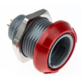 LEMO Circular Connector 2 Contacts Panel Mount Socket Female 600V 10A Polymer Housing IP50 Redel P Series PKG.M0.2GL.LR