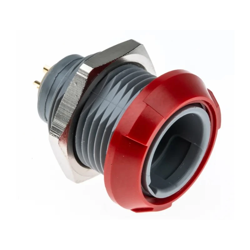 LEMO Circular Connector 2 Contacts Panel Mount Socket Female 600V 10A Polymer Housing IP50 Redel P Series PKG.M0.2GL.LR