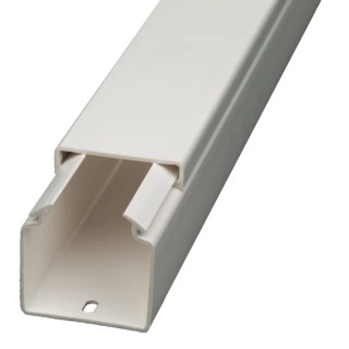 RS PRO White Open Slot PVC Cable Trunking 18mm Width x 18mm Depth x 2m Length W18mm
