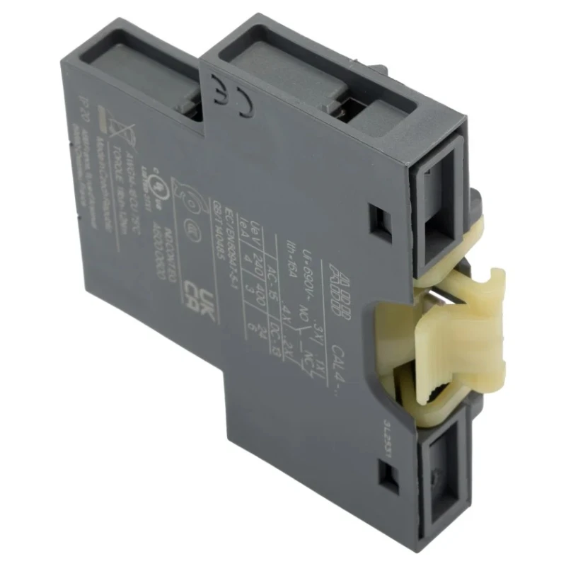ABB Auxiliary Contact Block, 2 Contact, 1 NO/1 NC, CAL4 Series, Side Mount, 6A Contact Current 1SBN010120T1011 CAL4-11-T
