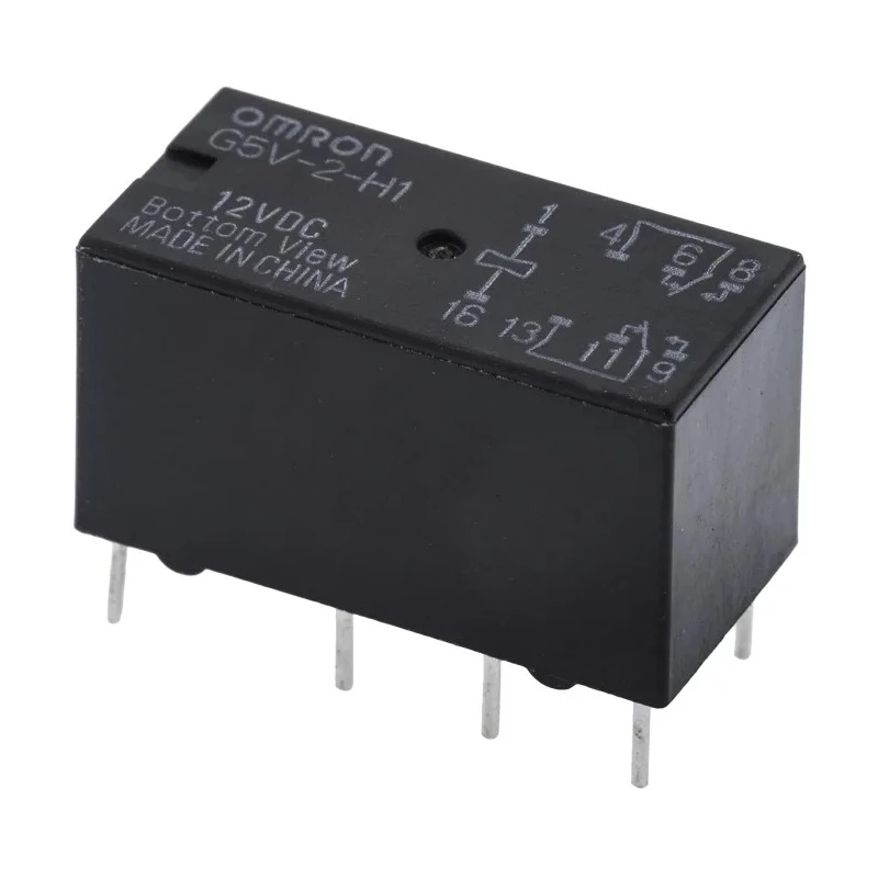 Omron Signal Relay, PCB Mount, DPDT Contact, 12V DC Coil Voltage, 1A Switching Current, Silver Contact Material G5V-2-H1 DC12