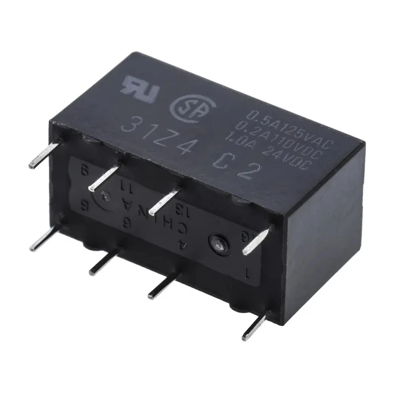 Omron Signal Relay, PCB Mount, DPDT Contact, 12V DC Coil Voltage, 1A Switching Current, Silver Contact Material G5V-2-H1 DC12