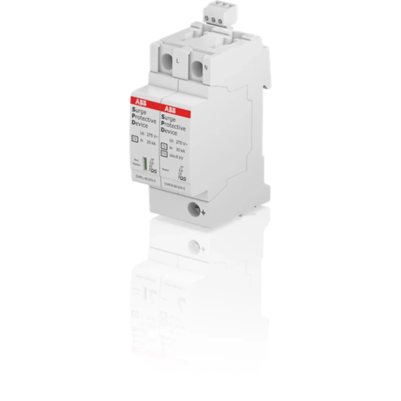 ABB 2 Phase Industrial Surge Protector 1.5 kV Voltage Protection Rating 100 kA Maximum Surge Current DIN 2CTB803972R0500