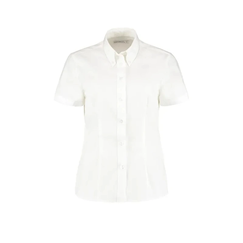 Kustom Kit White Polyester Cotton Long Sleeve Women's Work Shirt Size 112 cm KK701