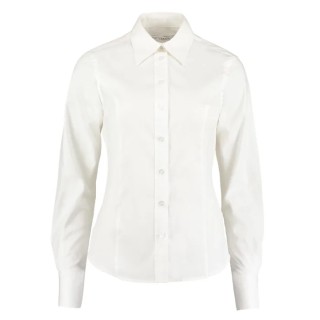 Kustom Kit KK702 White Polyester, Cotton Women’s Tailored Fit Long Sleeve Work Shirt 88 cm KK702