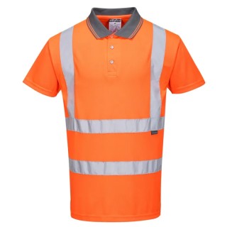 Portwest Orange Unisex Hi Vis Polo Shirt Short Sleeve Button Closure Size S RT22