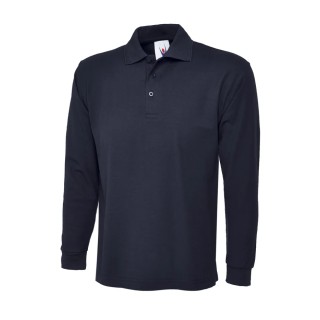Uneek Navy Polyester, Cotton Men’s Long Sleeve Polo Shirt Size 117 to 122 cm UC113