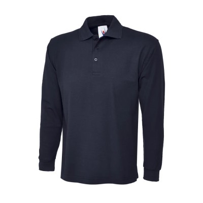 Uneek Navy Polyester, Cotton Men’s Long Sleeve Polo Shirt Size 117 to 122 cm UC113