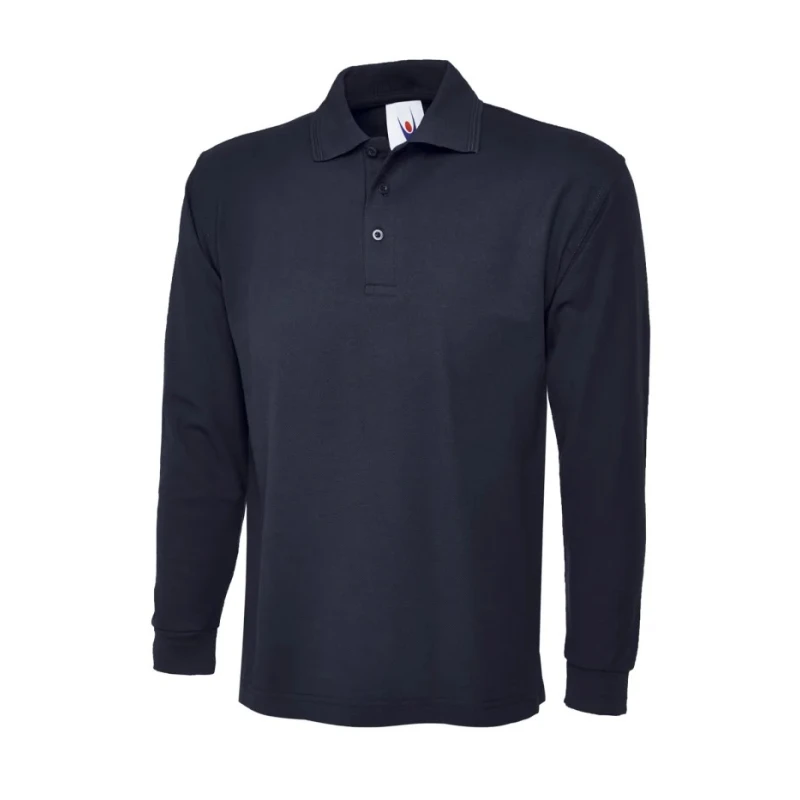 Uneek Navy Polyester, Cotton Men’s Long Sleeve Polo Shirt Size 117 to 122 cm UC113