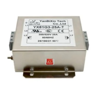 RS PRO 25 A 520V AC 50Hz 60Hz 3 Phase Chassis Mount Power Line Filter Terminal Block 237-8744